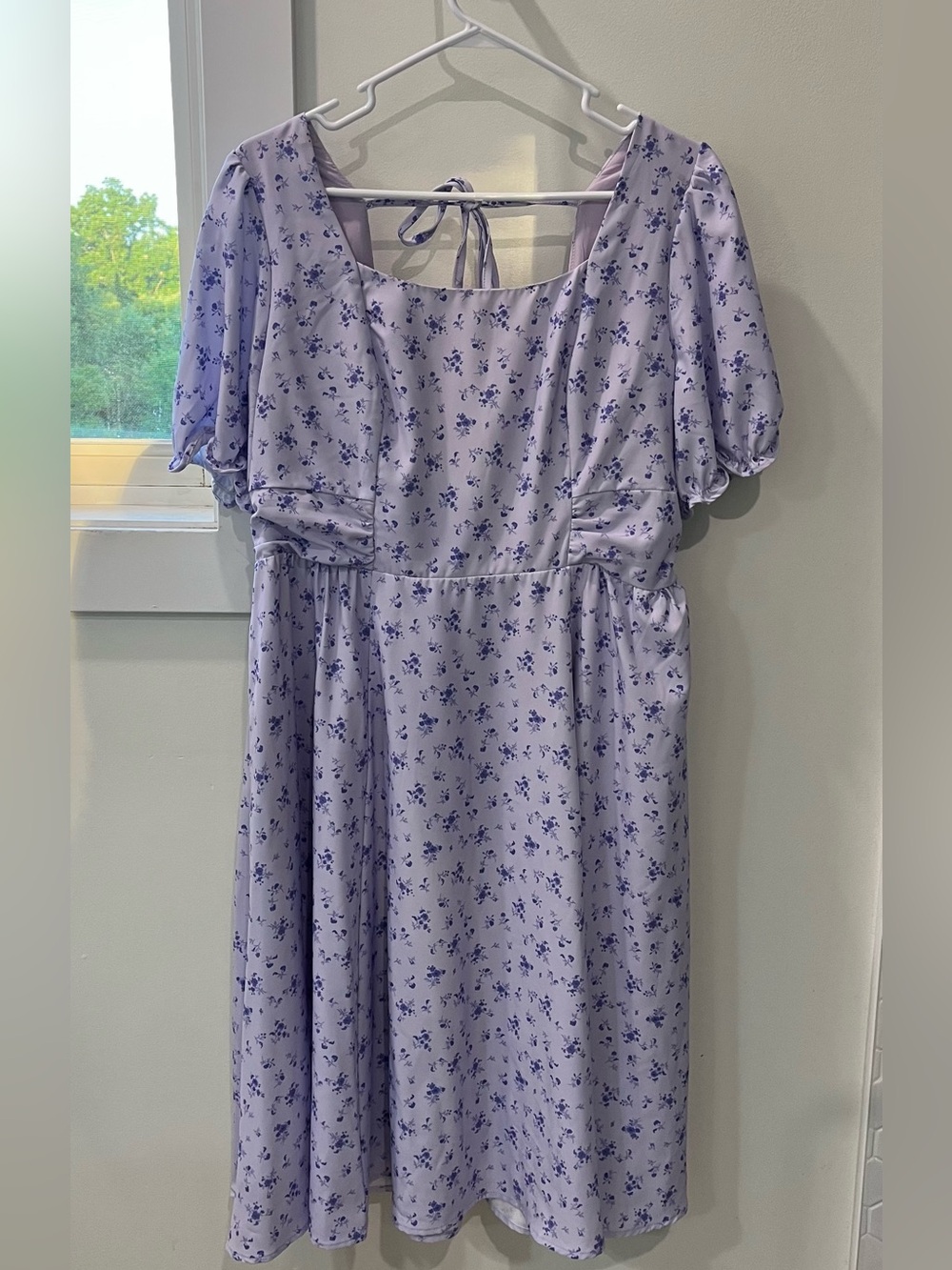 Belle Poque Lavender Floral Square-Neck Midi Dress - Lavender XL